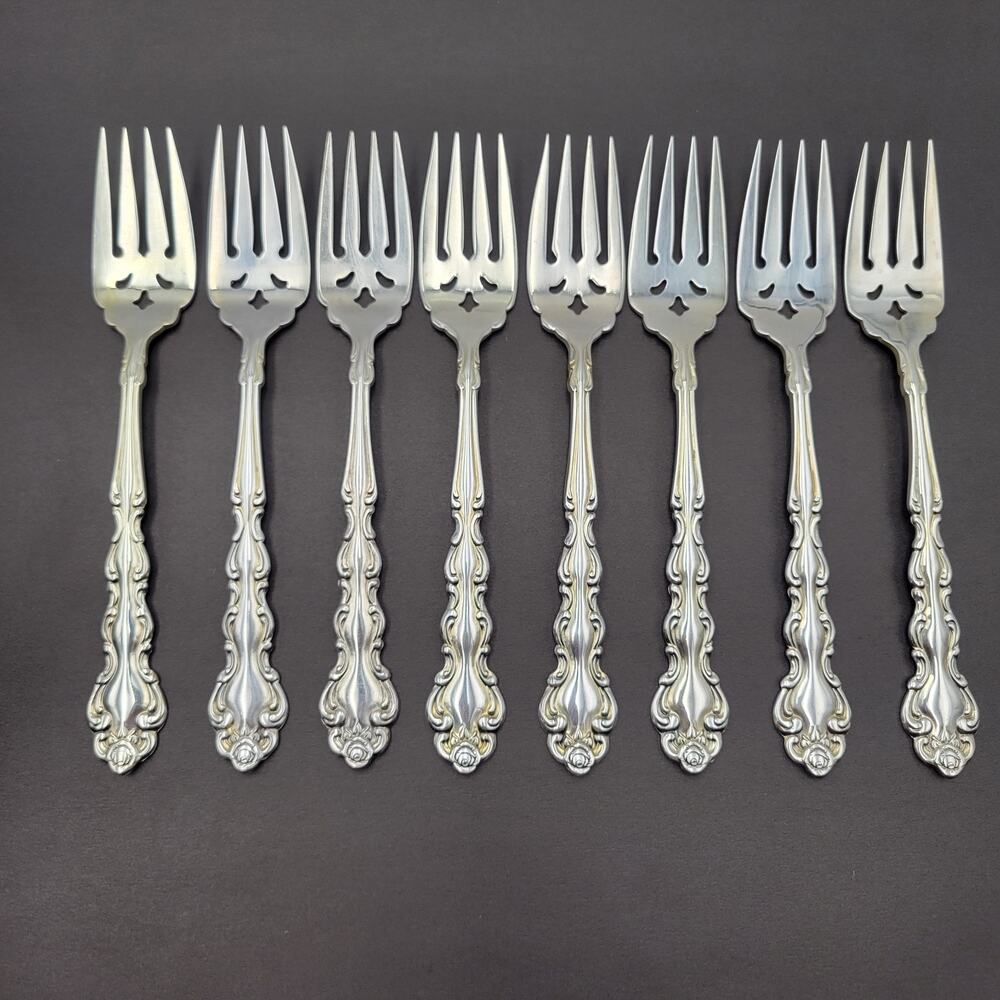 ONEIDA Community Beethoven Silverplate Baroque Salad Fork Vintage Set 8